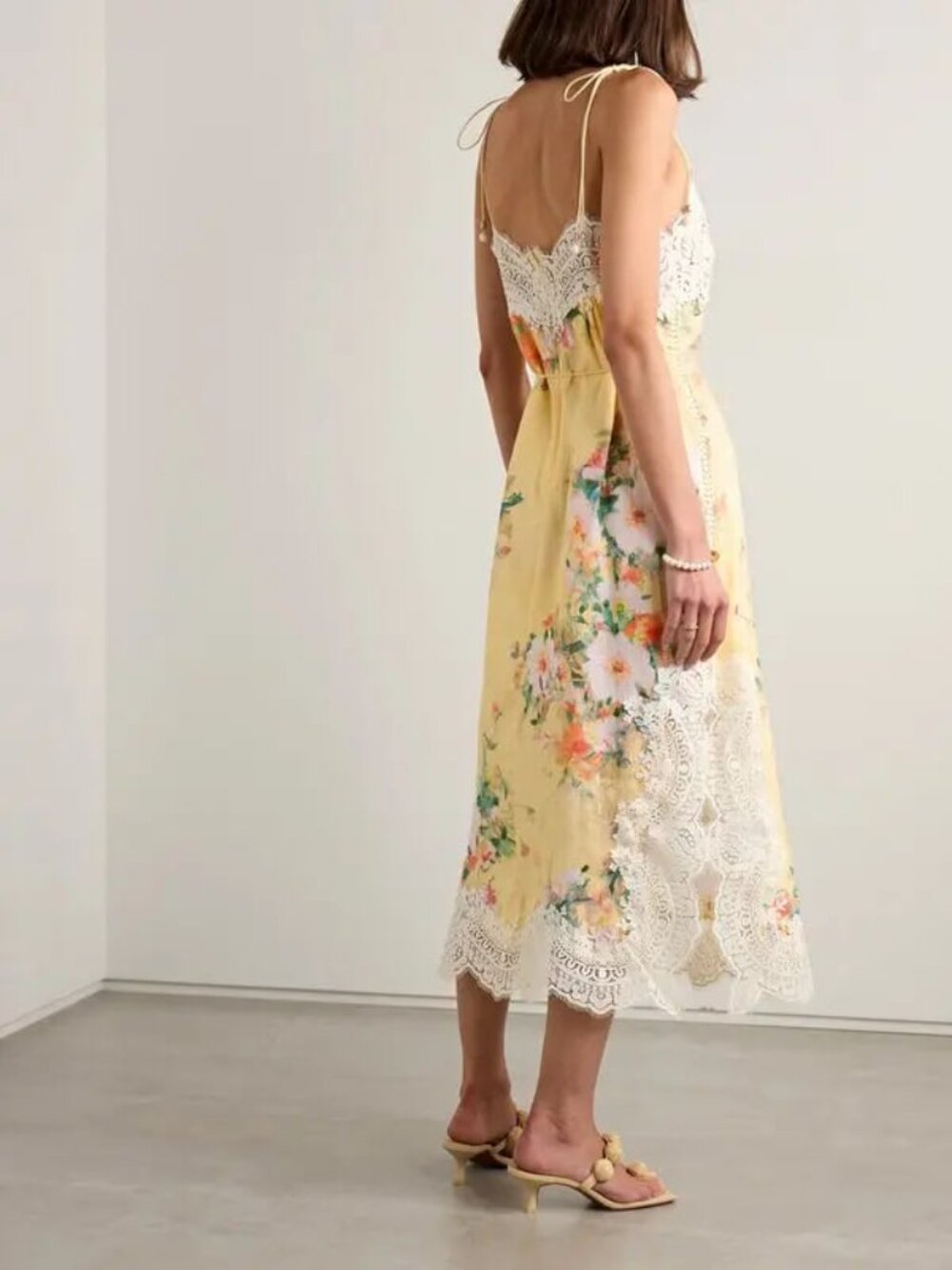 Zimmermann NWOT Everley Belted Lace-Trimmed Floral-Print Linen Midi Dress 2 - Picture 2 of 16